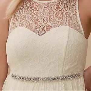 Torrid ivory rhinestone studded pearl beaded belt nwt